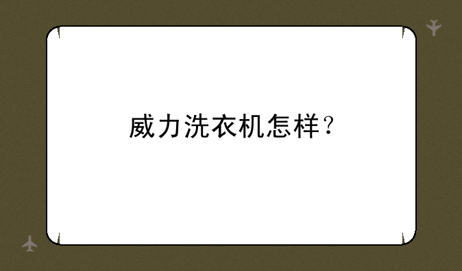 威力洗衣机怎样？