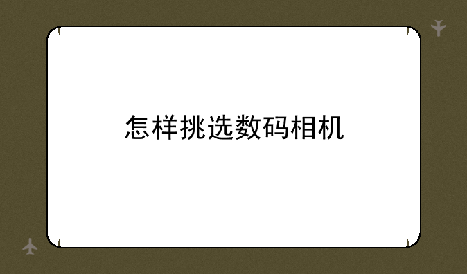 怎样挑选数码相机