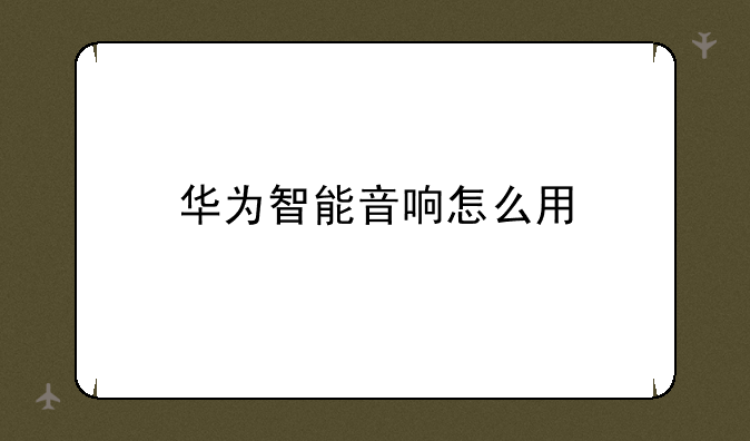 华为智能音响怎么用
