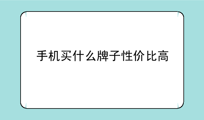 手机买什么牌子性价比高