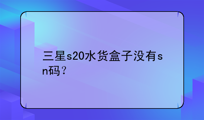三星s20水货盒子没有sn码？