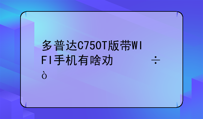 多普达C750T版带WIFI手机有啥功能？
