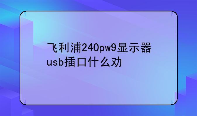 飞利浦240pw9显示器usb插口什么功能